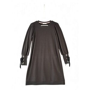 Blue Orchid Black Long‎ Sleeve Crew Neck Dress Lace Up Cuff Detail Size S